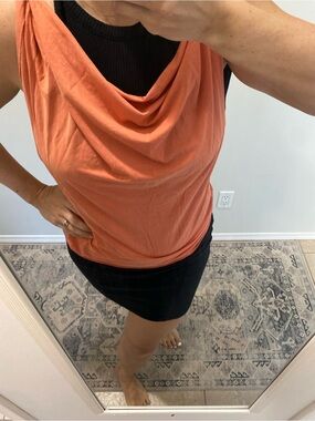 FP Cowl Neck Orange Sleeveless Top